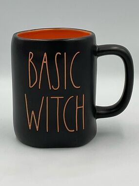 Rae Dunn “Basic Witch” Black and Orange Artisan Collection Halloween Mug 16oz